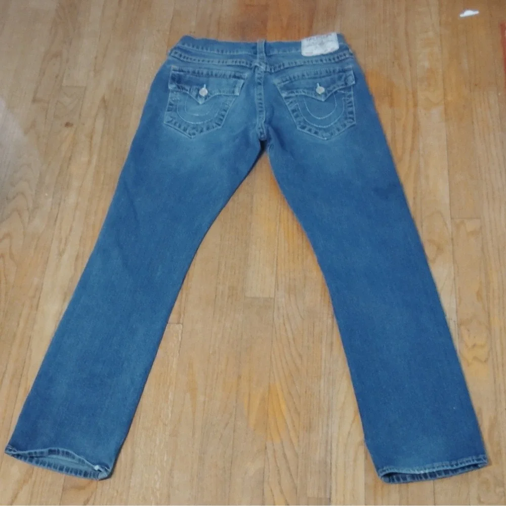 True Religion Men's Ricky Relaxed Fit Jeans Medium Wash Blue 30 Waist 32 Inseam